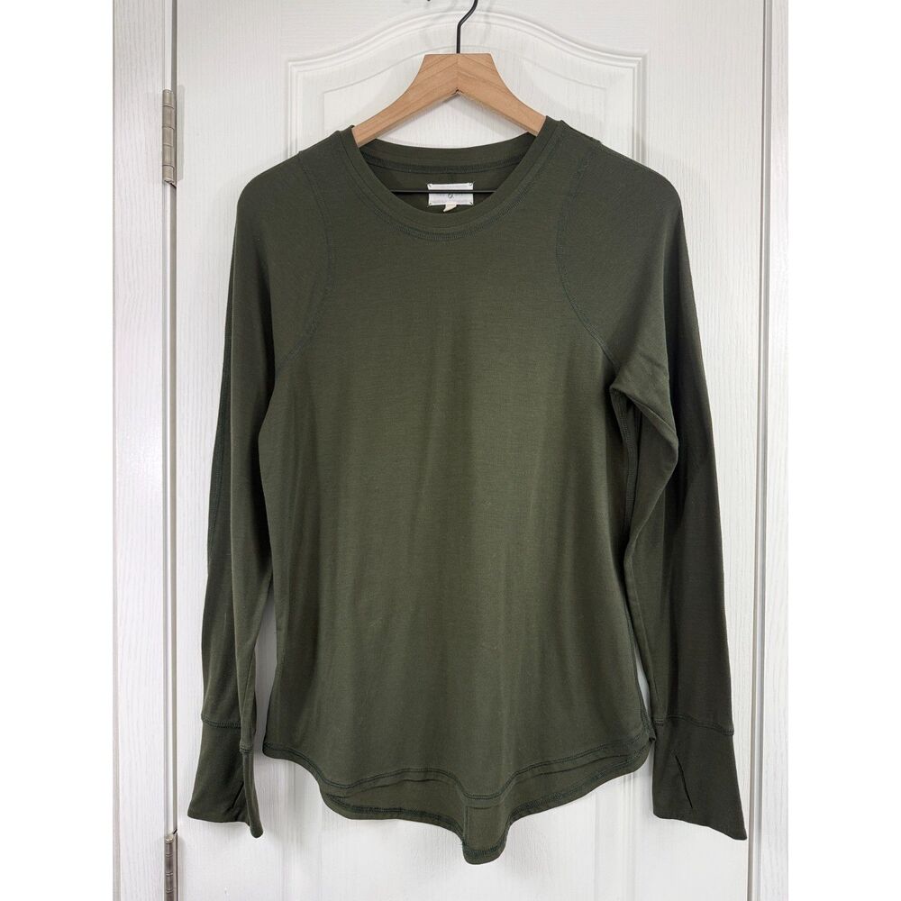 Lou & Grey Womens Small Olive Green Long Sleeve Top Stretch Thumbhole Shirt